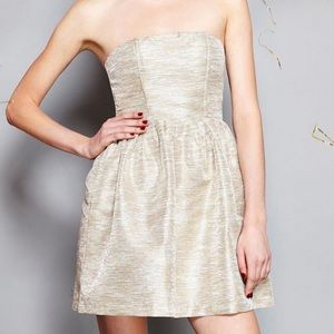 Gold Strapless Cocktail Dress